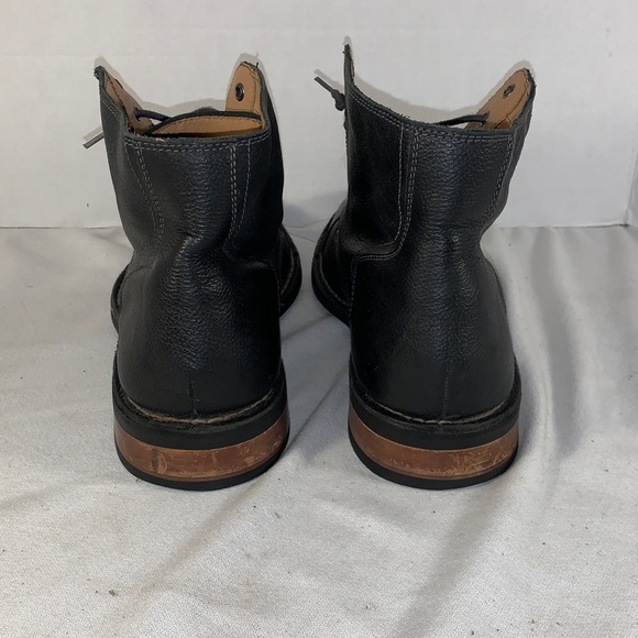Cole Haan Mens Black Leather Lace-Up Ankle Boots